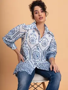 Lounge Dreams Women Standard Spread Collar Floral Printed Cotton Casual Shirt