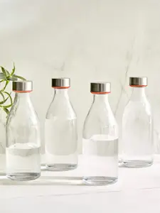 Home Centre Transparent 4 PiecesGlass Solid Water Bottle 500ml