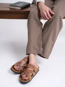 FAUSTO Men Leather Buckle Comfort Sandals