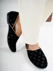 FAUSTO Men Woven Design Embellished Mojaris