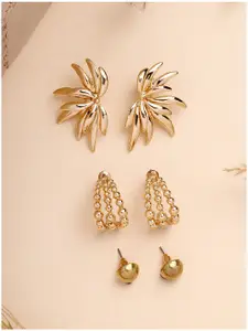 Bohey by KARATCART Pack Of 6 Gold Plated Contemporary Studs Earrings