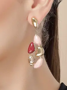 Bohey by KARATCART Gold Plated Stone Studded Contemporary Drop Earrings