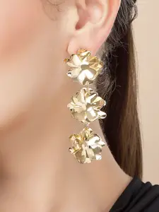 Bohey by KARATCART Gold Plated Floral Drop Earrings