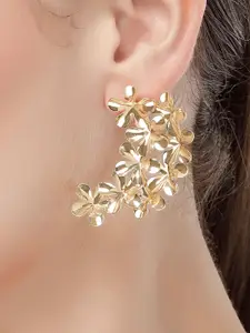 Bohey by KARATCART Gold Plated Floral Drop Earrings