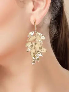 Bohey by KARATCART Gold Plated Leaf Shaped Drop Earrings