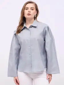 Styli Women Relaxed Fit Spread Collar Solid Cotton Casual Shirt