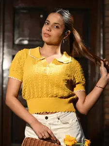 Global Republic Shirt Collar Self Design Top