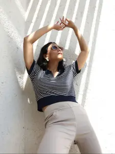 Global Republic Women Striped Crop Top