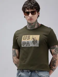 U.S. Polo Assn. Denim Co. Brand Logo Printed Pure Cotton Slim Fit T-shirt