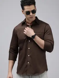 U.S. Polo Assn. Pure Cotton Satin Finish Tailored Fit Opaque Casual Shirt