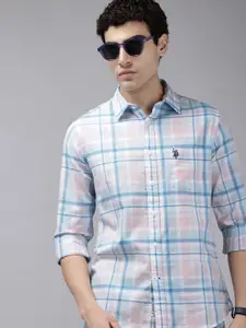 U.S. Polo Assn. Tailored Fit Checked Pure Cotton Casual Shirt