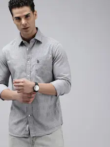 U.S. Polo Assn. Pure Cotton Tailored Fit Opaque Printed Casual Shirt