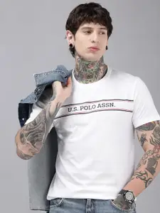 U.S. Polo Assn. Brand Logo Printed Pure Cotton Slim Fit T-shirt