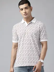 Park Avenue Men Floral Printed Polo Collar Slim Fit T-shirt
