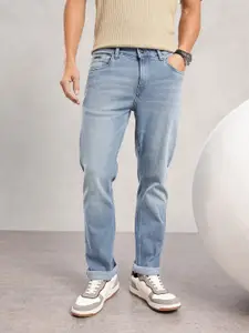 Nautica Men Straight Fit Mid-Rise Light Fade Stretchable Jeans