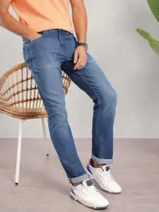 Nautica Men Straight Fit Mid-Rise Light Fade Stretchable Jeans