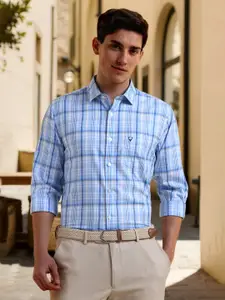 Allen Solly Men Slim Fit Spread Collar Tartan Checked Cotton Formal Shirt