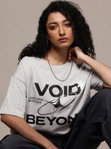 The Roadster Life Co. Typography Printed Drop-Shoulder Sleeves T-shirt