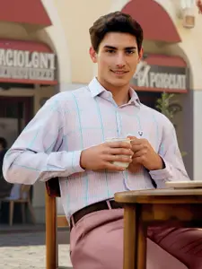 Allen Solly Men Slim Fit Spread Collar Micro Checked Cotton Formal Shirt