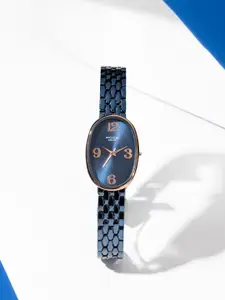 Sonata Women Poze Oval Dial & Bracelet Style Straps Analogue Quartz Watch SP80052KM01W