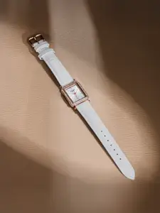 Sonata Women Poze Embellished Dial & Leather Straps Analogue Watch SP80098WL01