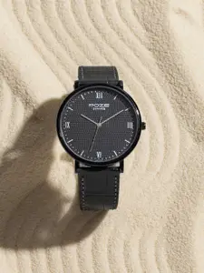 Sonata Men Poze Brass Dial & Leather Textured Straps Analogue Quartz Watch SP70061NL02