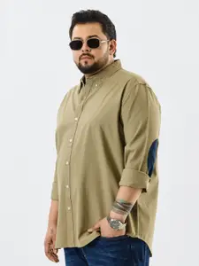 Snitch Men Plus Size Classic Fit Button-Down Collar Solid Cotton Casual Shirt