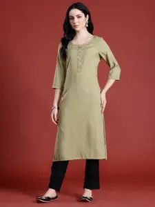 Anouk Thread Work Straight Kurta