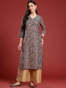 Anouk Floral Print Straight Kurta