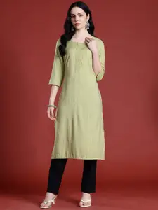 Anouk Floral Yoke Design Thread Work Detail Straight Kurta