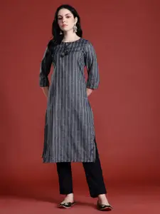 Anouk Tie-Up Neck Striped Kurta