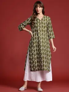 Anouk Abstract Printed Pure Cotton A-Line Kurta