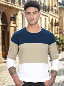 ADRO Men Colourblocked Round Neck Cotton T-shirt