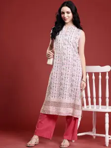 Anouk Women Geometric Embroidered Sequinned Pastels Kurta