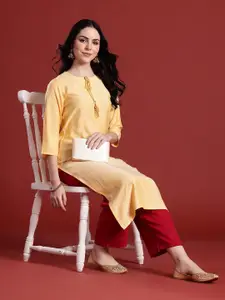 Anouk Tie-Up Neck Striped Kurta