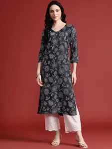 Anouk Floral Printed Straight Kurta