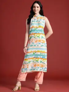 Anouk Women Striped Floral Kurta