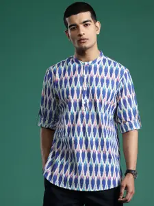 Indo Era Men Ikat Printed Pure Cotton Kurta