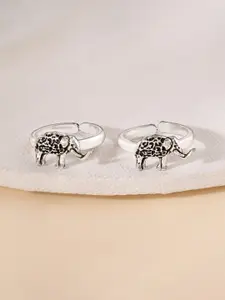 TOUCH925 Set of 2 925 Pure Sterling Silver Oxidised Elephant Toe Ring