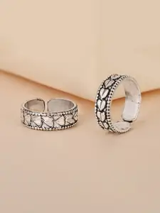 TOUCH925 Set Of 2 925 Pure Sterling Silver Oxidised Toe Rings