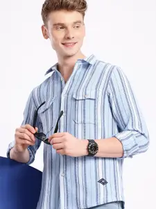 Aeropostale Men Premium Striped Pure Cotton Casual Shirt