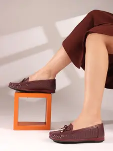 Carlton London Women Slip-On Textured Tassel Loafers