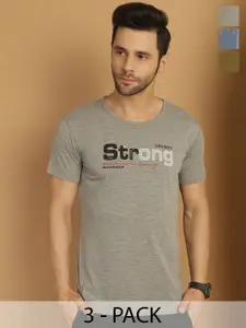 MACK JONNEY Men Pack Of 3 Typography Printed Round Neck Cotton T-shirts