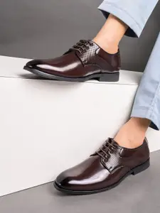 House of Pataudi Men Textured Lace-Ups Formal Derbys