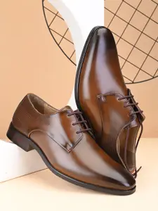 House of Pataudi Men Textured Lace Up Formal Derbys