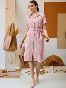 DressBerry Women Striped Shirt Midi Dress