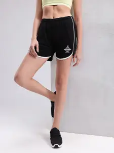HRX by Hrithik Roshan Women Mid-Rise Regular Fit Lifestyle Shorts with Contrast Stitching