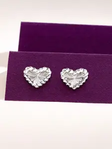 KAI JEWEL 92.5 Sterling Silver Rhodium-Plated Heart Shaped Minimalistic Studs