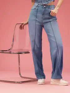 DressBerry Women Straight Fit High-Rise Light Fade Stretchable Jeans