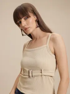 The Roadster Life Co. Textured Ribbed Belted Top